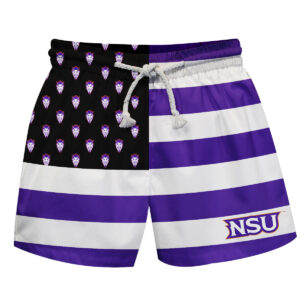 Toddler Vive La Fete  Purple/Black Northwestern State Demons Flag Swim Trunks
