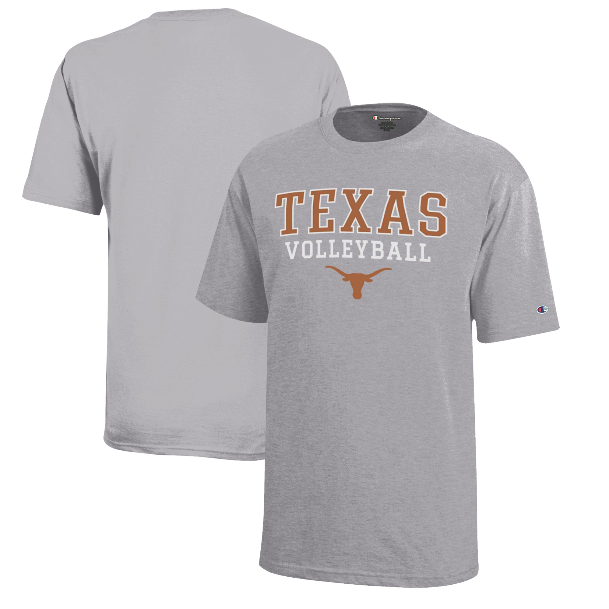 Youth Champion Gray Texas Longhorns Stacked Logo Volleyball T-Shirt - Image 2