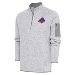 Men's Antigua  Heather Gray Memphis Redbirds Fortune Quarter-Zip Pullover Jacket