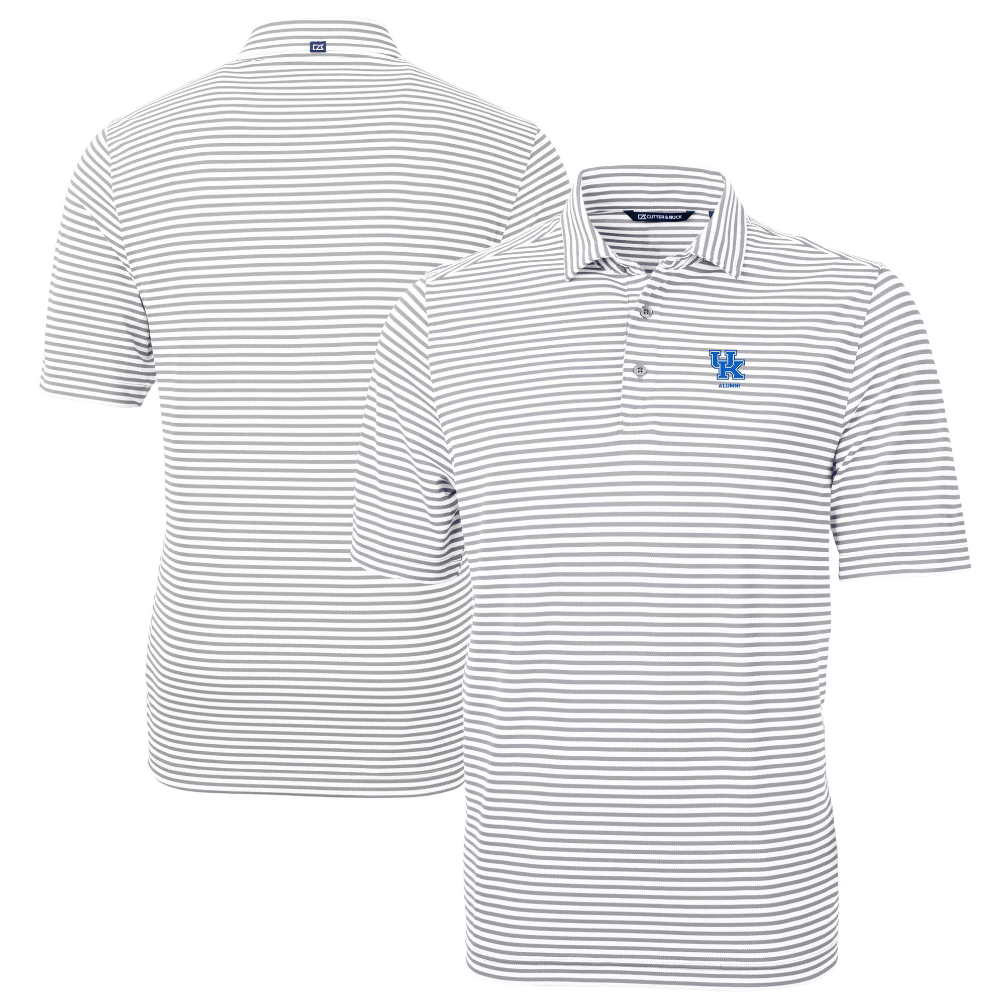 Men's Cutter & Buck Gray Kentucky Wildcats Alumni Logo Virtue Eco Pique Stripe Recycled Polo
