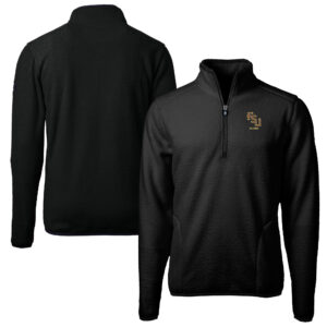Men's Cutter & Buck  Black Florida State Seminoles Alumni Logo Cascade Eco Sherpa Fleece Quarter-Zip Pullover Jacket
