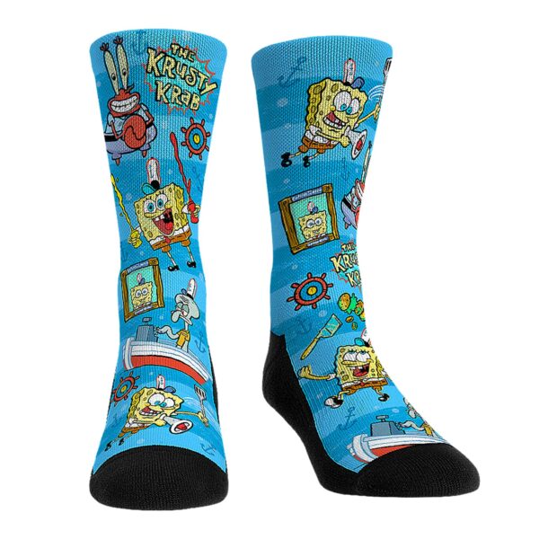 Unisex Rock Em Socks SpongeBob SquarePants Krusty Krab Ko-Workers Crew Socks
