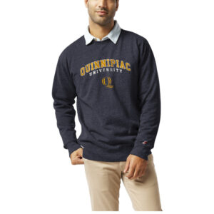 Men's League Collegiate Wear  Heather Navy Quinnipiac Bobcats  Heritage Tri-Blend Pullover Sweatshirt