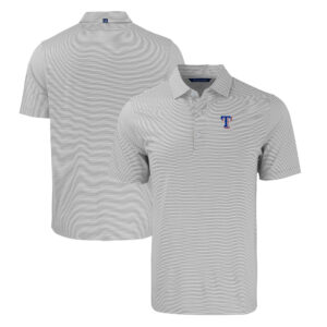 Men's Cutter & Buck Gray/White Texas Rangers Big & Tall Forge Eco Double Stripe Stretch Recycled Polo