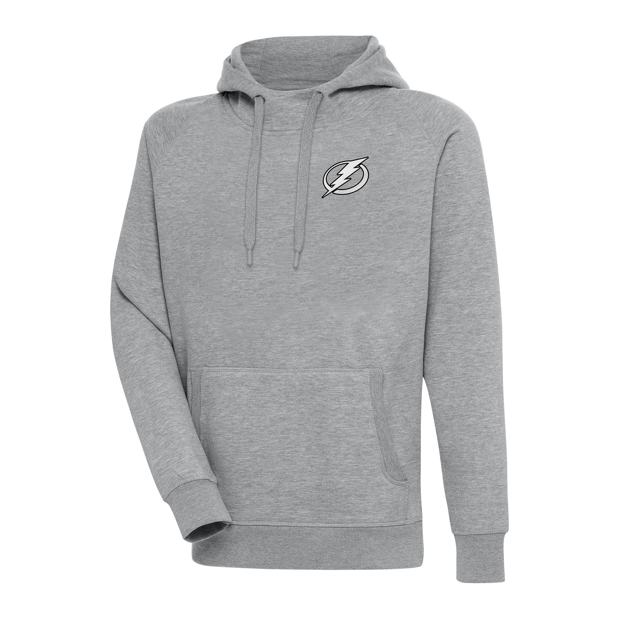 Men's Antigua Heather Gray Tampa Bay Lightning Metallic Logo Victory Pullover Hoodie