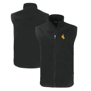 Men's Cutter & Buck  Black Wyoming Cowboys Charter Eco Recycled Full-Zip Vest