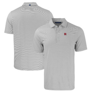 Men's Cutter & Buck  Gray/White Rutgers Scarlet Knights Forge Eco Double Stripe Stretch Recycled Polo