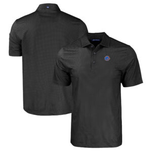 Men's Cutter & Buck Black Boise State Broncos Pike Eco Tonal Geo Print Stretch Recycled Polo