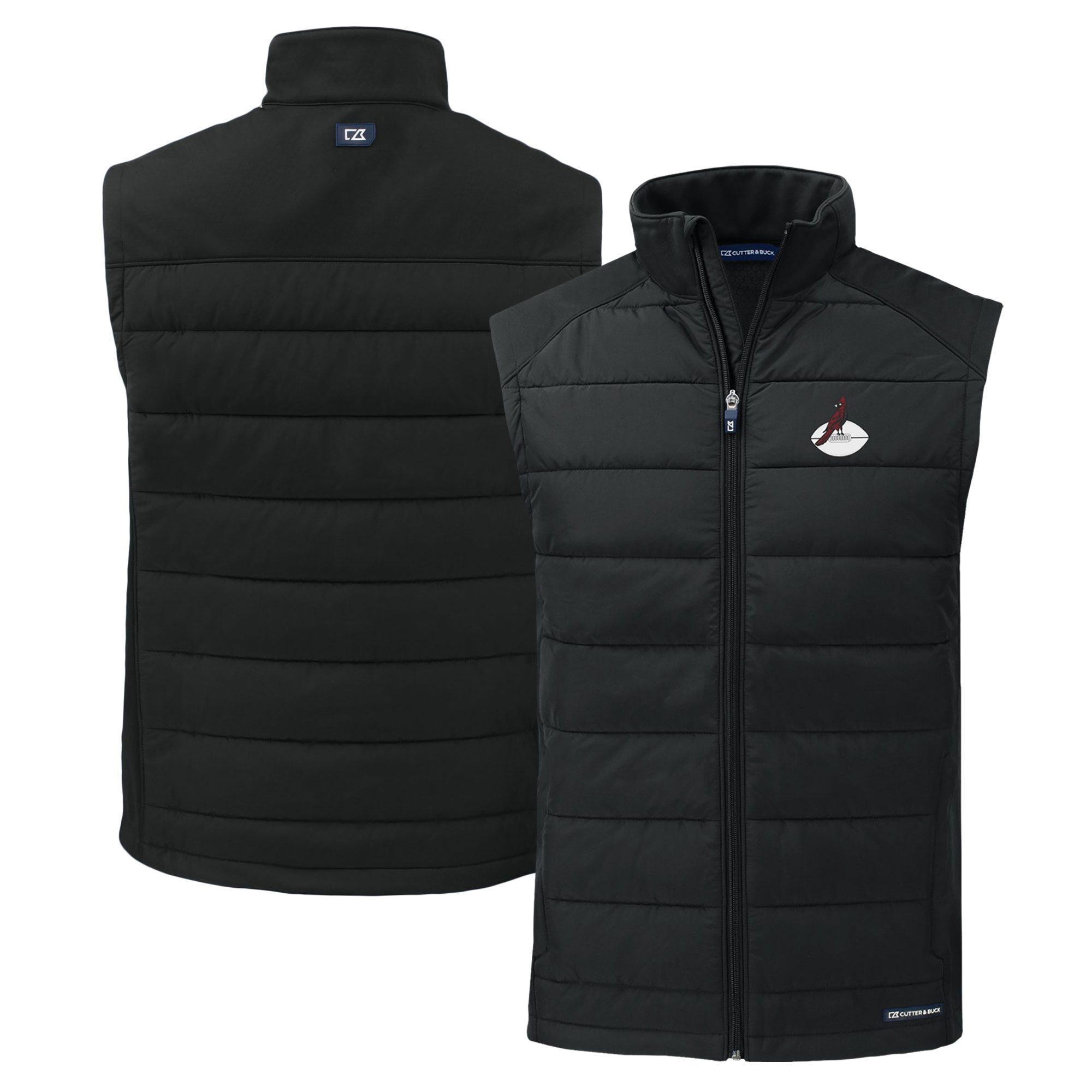 Men's Cutter & Buck Black Arizona Cardinals Throwback Evoke Hybrid Eco Softshell Recycled Full-Zip Vest