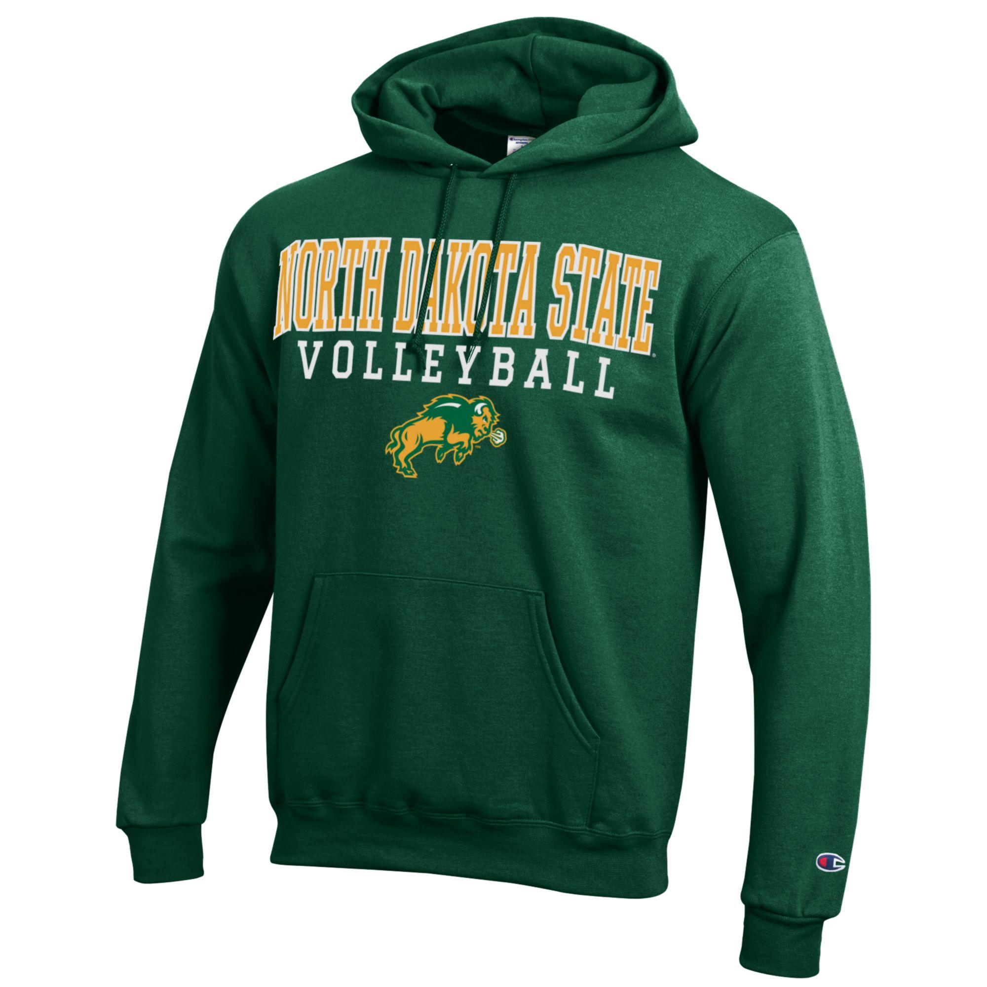 Men's Champion Green NDSU Bison Stacked Logo Volleyball Eco Powerblend Pullover Hoodie - Image 6