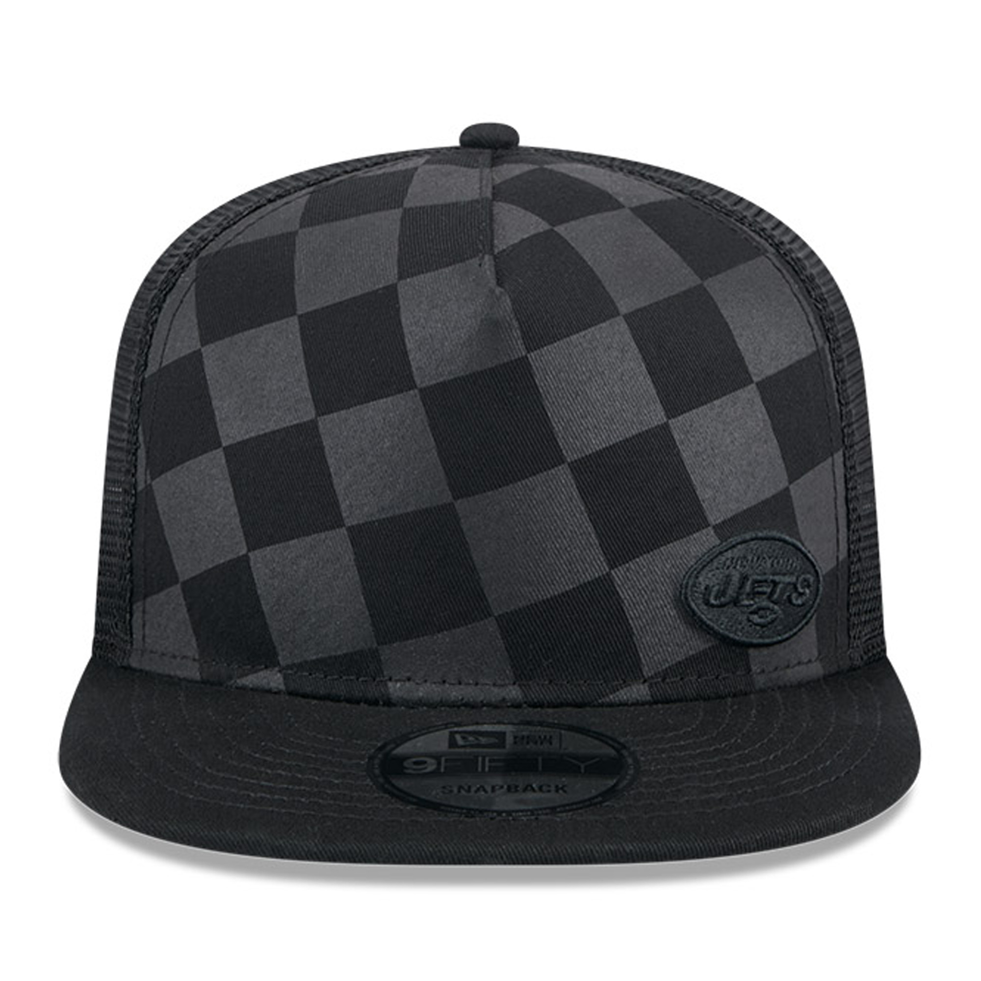 Men's New Era Black New York Jets Check Mate 9FIFTY Trucker Snapback Hat - Image 10