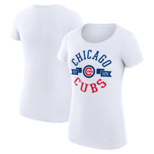 Women's G-III 4Her by Carl Banks White Chicago Cubs City Graphic Fitted T-Shirt