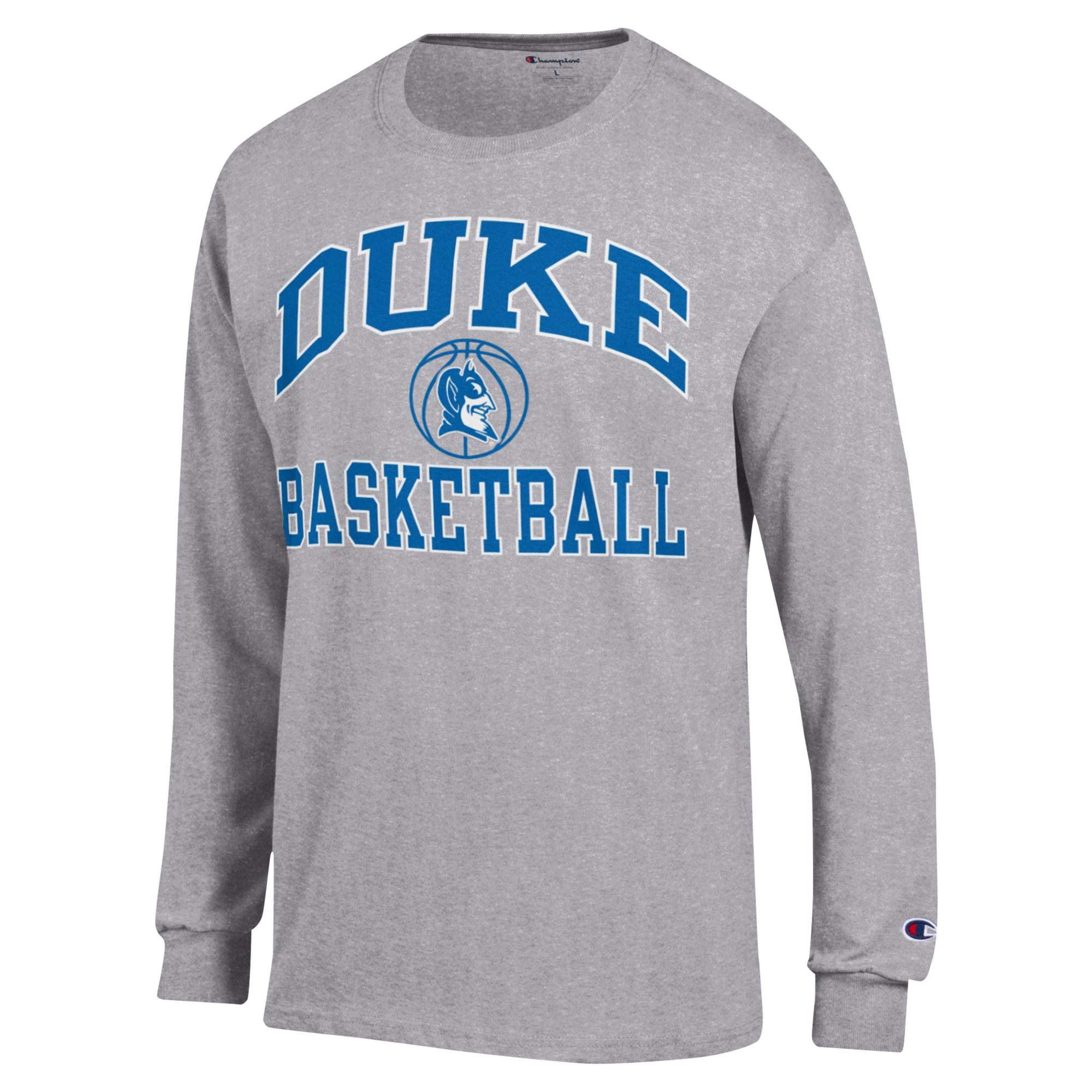 Men's Champion Heather Gray Duke Blue Devils Basketball Icon Long Sleeve T-Shirt - Image 9