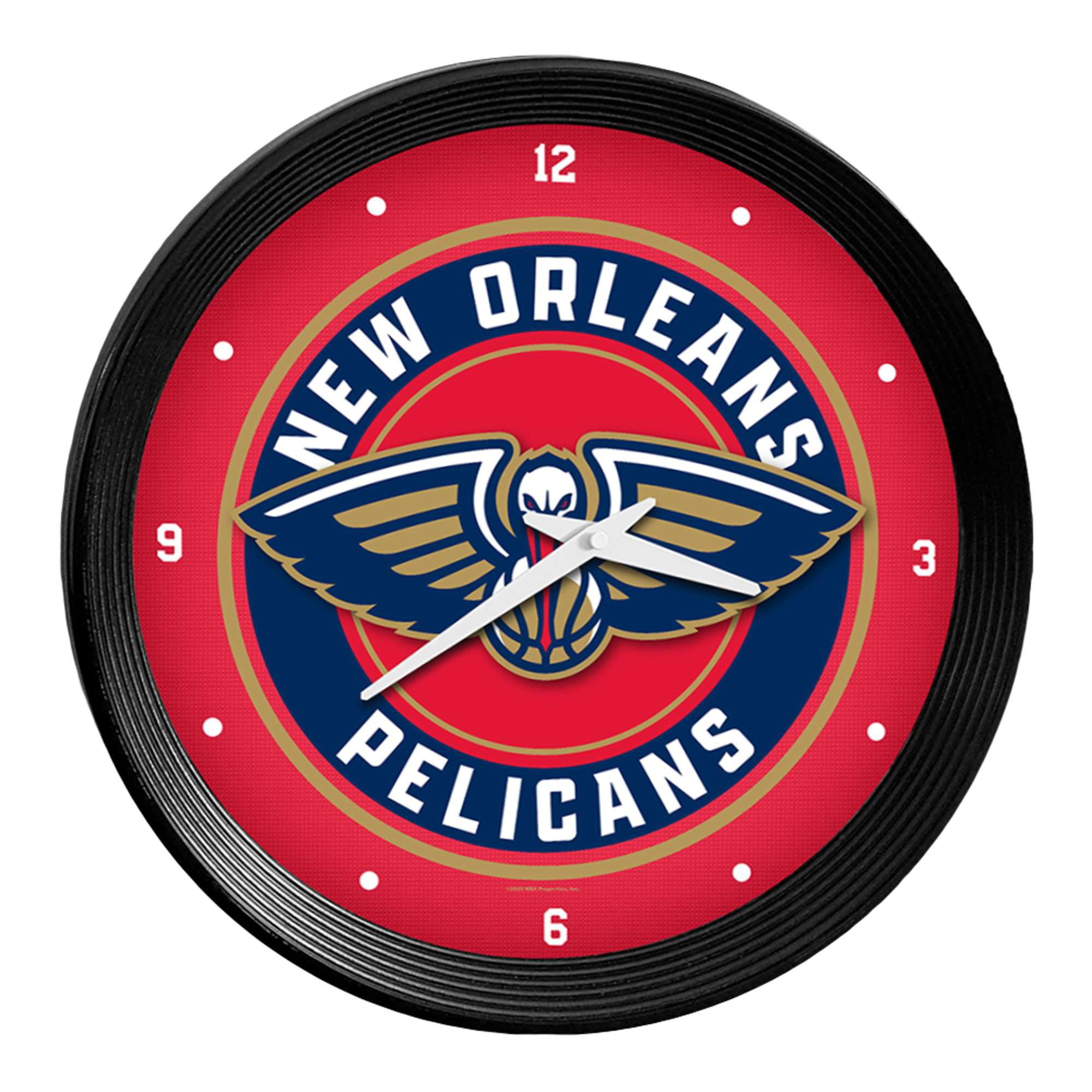 New Orleans Pelicans 15" Ribbed Frame Wall Clock - Image 2