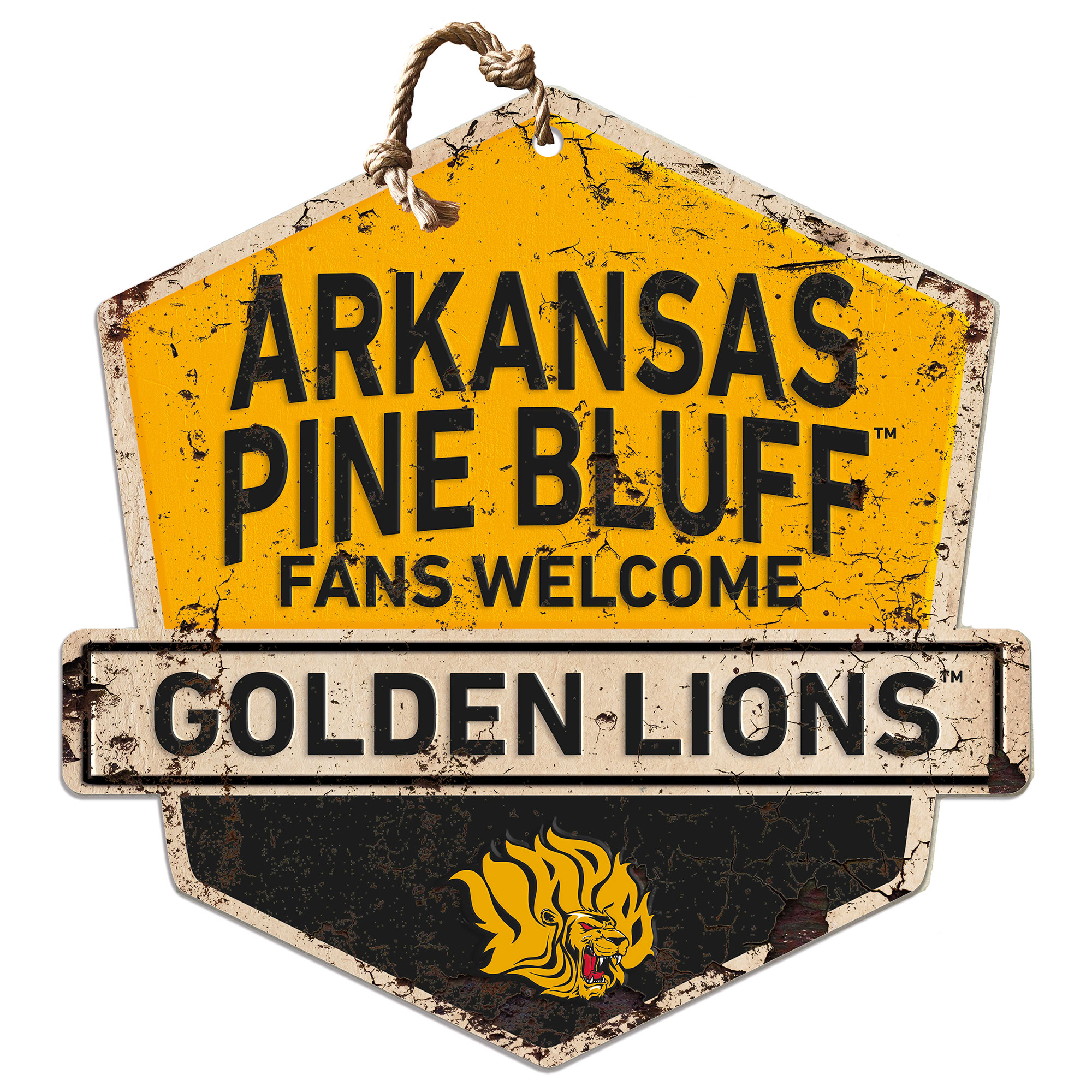 Arkansas Pine Bluff Golden Lions 20" x 20" Fans Welcome Sign