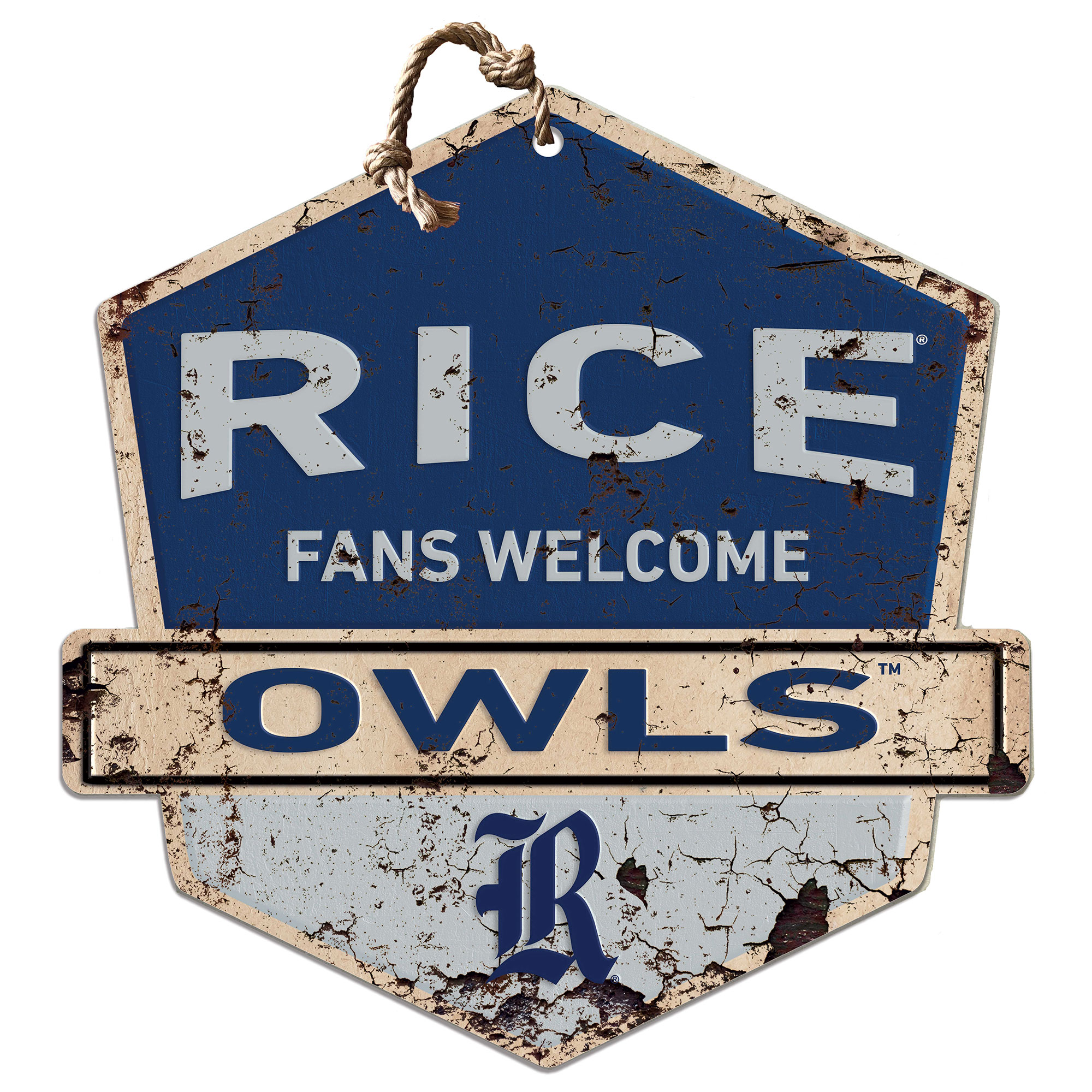 Rice Owls 20" x 20" Fans Welcome Sign