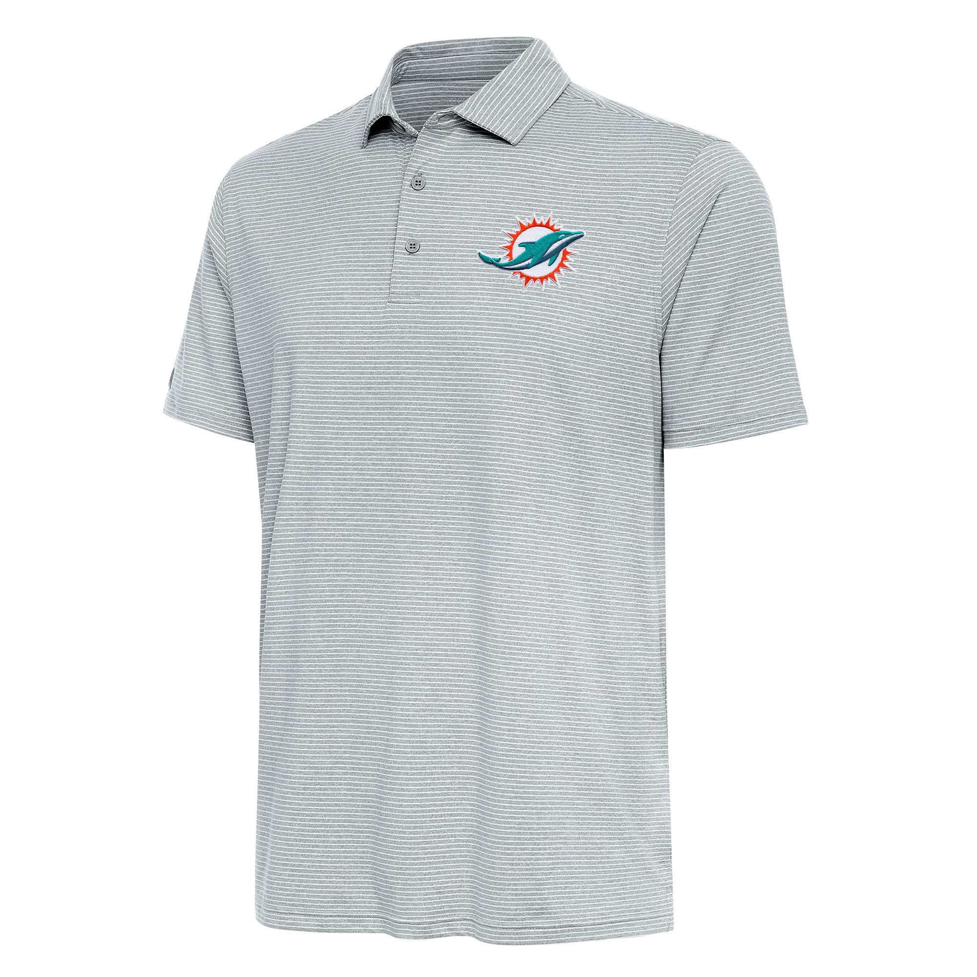 Men's Antigua Heather Gray Miami Dolphins Scheme Polo