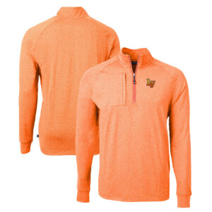 Men's Cutter & Buck  Heather Orange Las Vegas Aviators Adapt Eco Knit Heather Recycled Quarter-Zip Pullover
