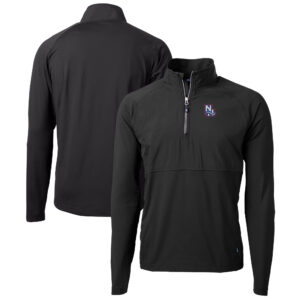 Men's Cutter & Buck  Black New Hampshire Fisher Cats Adapt Eco Knit Hybrid Recycled Quarter-Zip Top