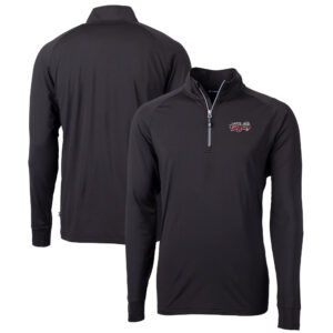 Men's Cutter & Buck  Black Lansing Lugnuts Adapt Eco Knit Stretch Recycled Quarter-Zip Pullover