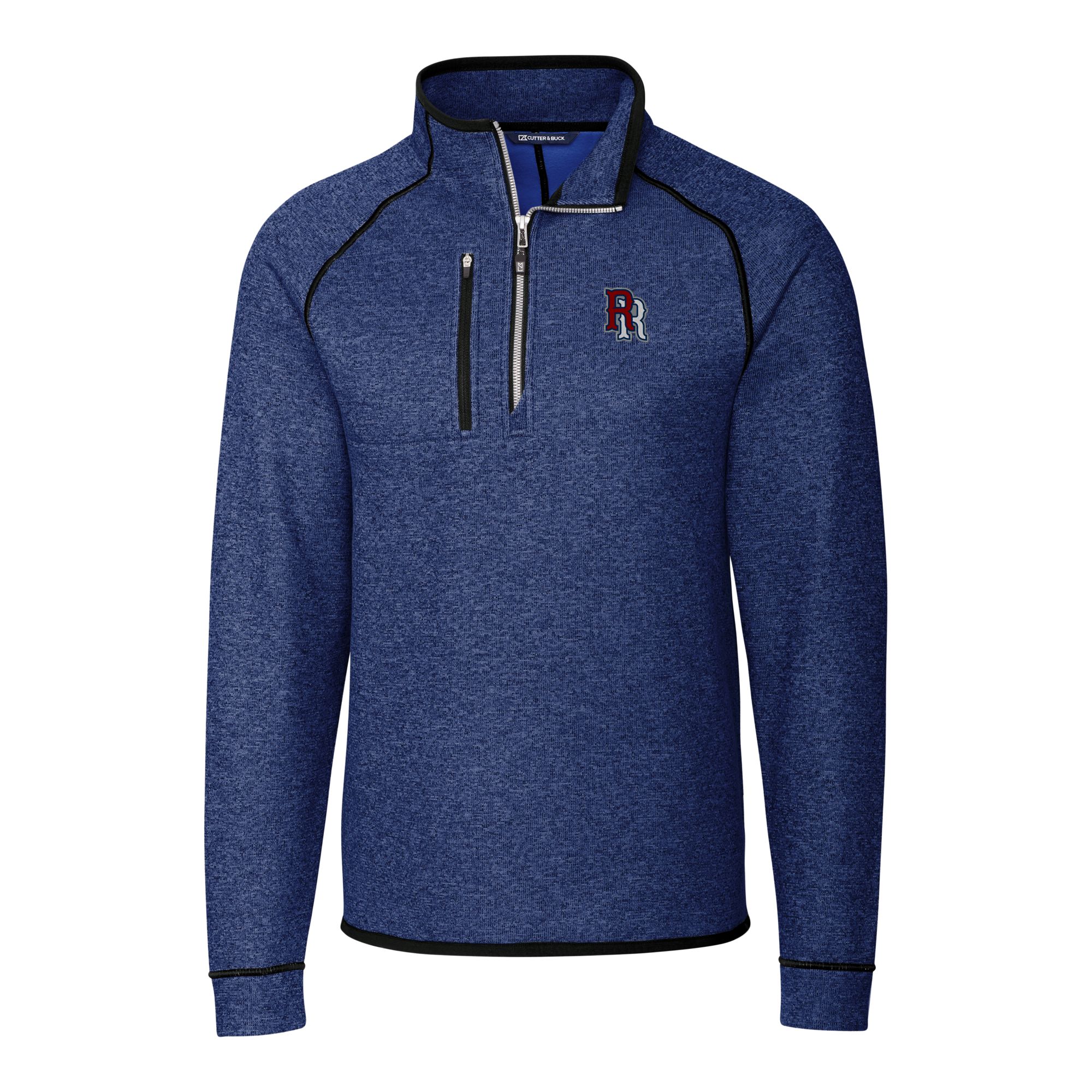 Men's Cutter & Buck Heather Blue Round Rock Express Mainsail Sweater-Knit Half-Zip Pullover Jacket - Image 6