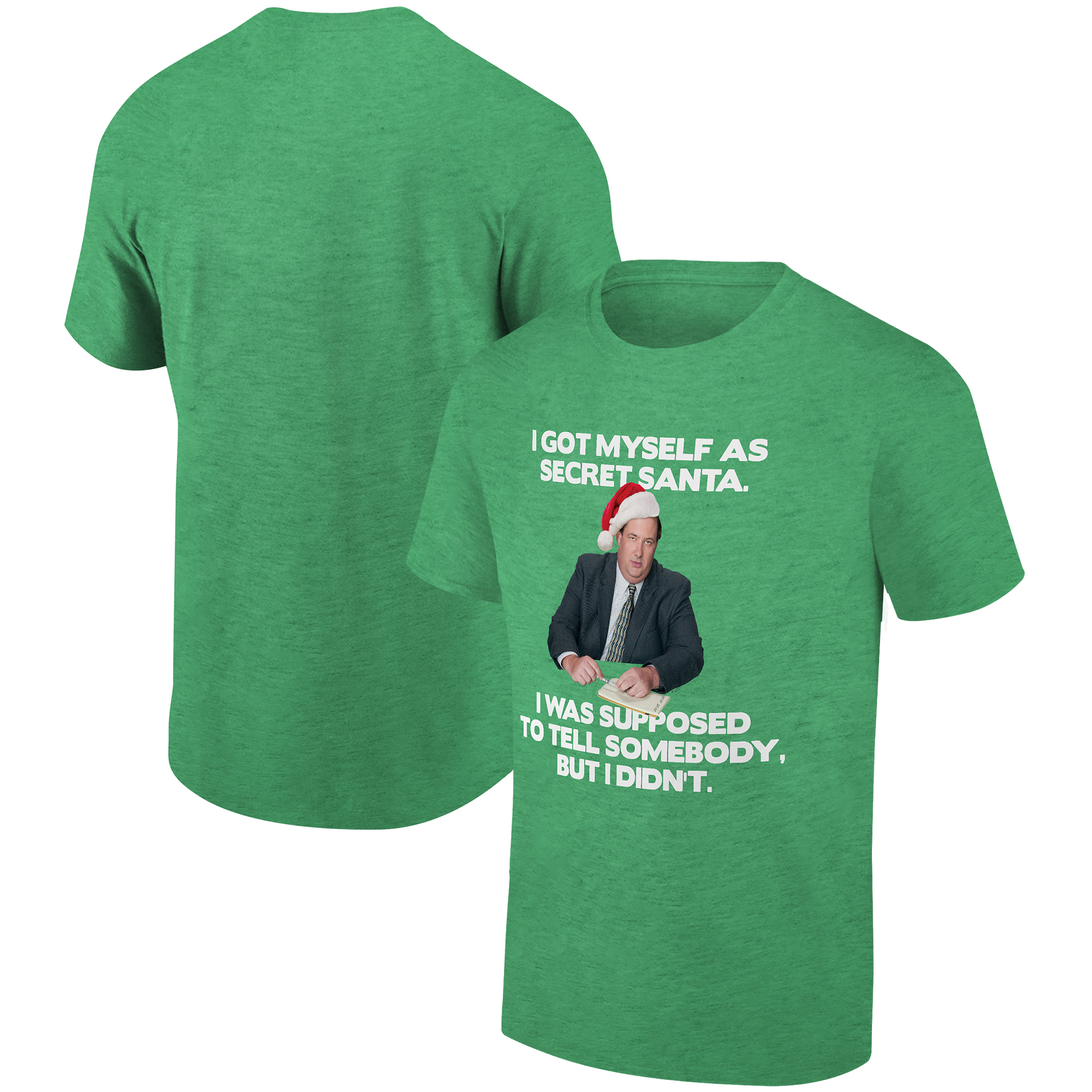 Men's Ripple Junction Heather Kelly Green The Office Secret Santa Kevin Holiday Graphic T-Shirt