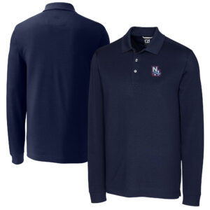 Men's Cutter & Buck  Navy New Hampshire Fisher Cats Advantage Tri-Blend Pique Big & Tall Long Sleeve Polo