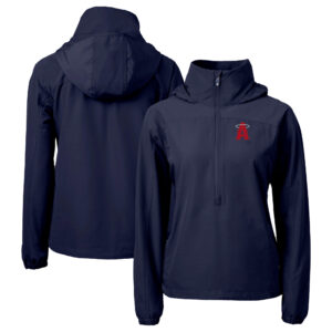 Women's Cutter & Buck  Navy Los Angeles Angels City Connect Charter Eco Recycled Half-Zip Anorak Jacket