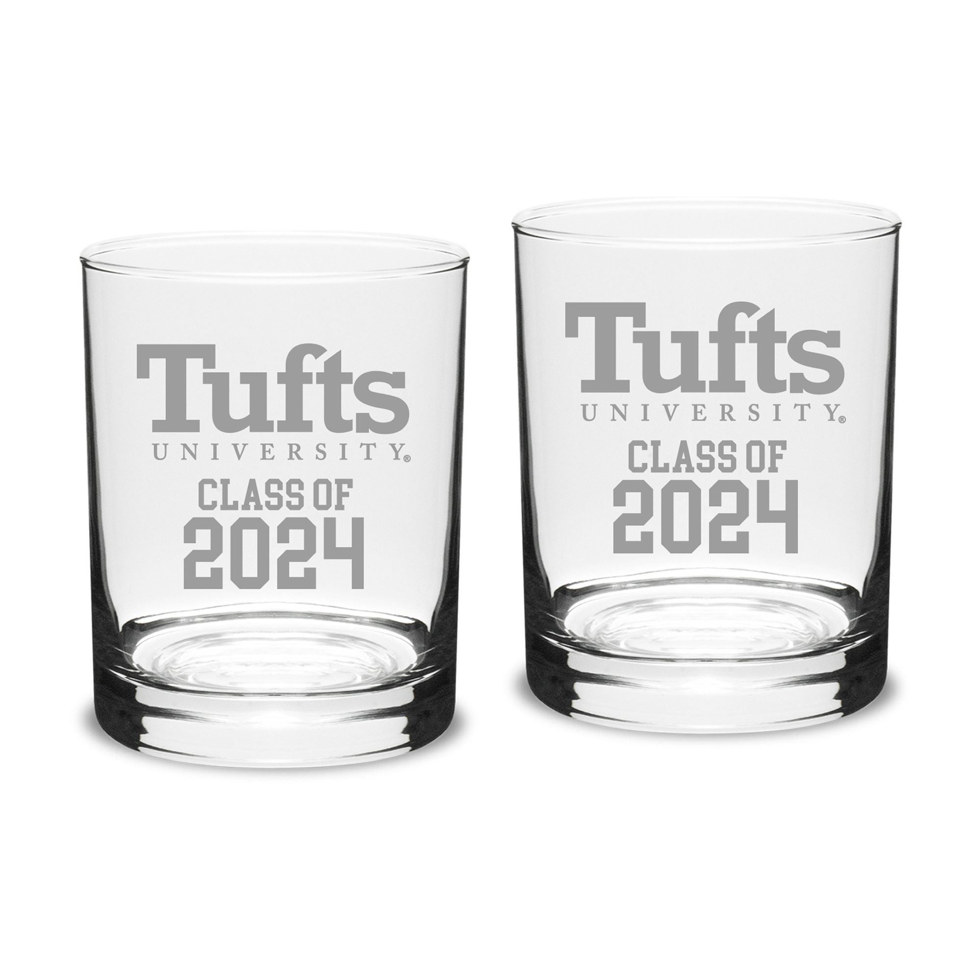Tufts University Jumbos Class of 2024 14oz. Two-Piece Classic Double Old Fashioned Glass Set