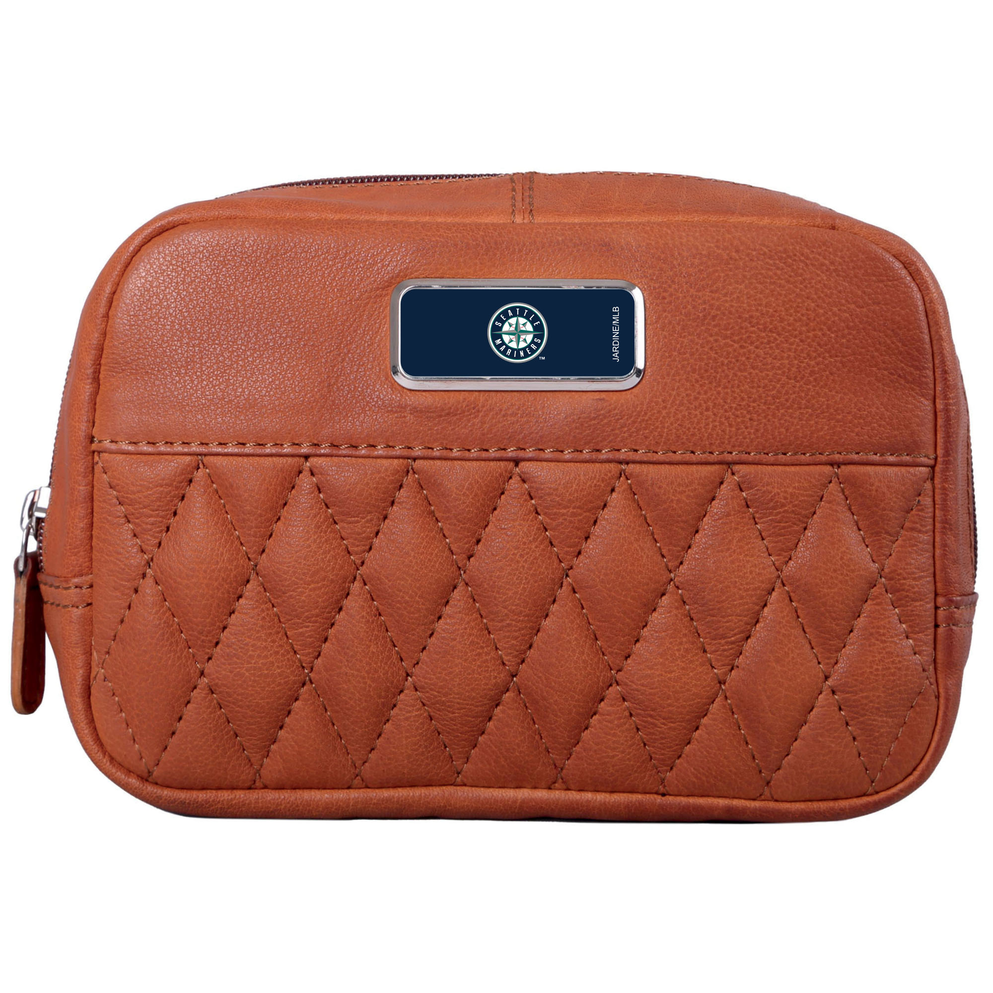 Tan Seattle Mariners Color Logo Plate Brea Canyon Zurich Leather Cross Body Bag
