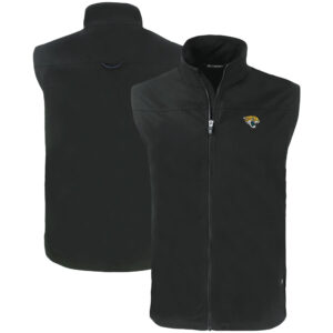 Men's Cutter & Buck Black Jacksonville Jaguars Primary Mark Big & Tall Charter Eco Full-Zip Vest