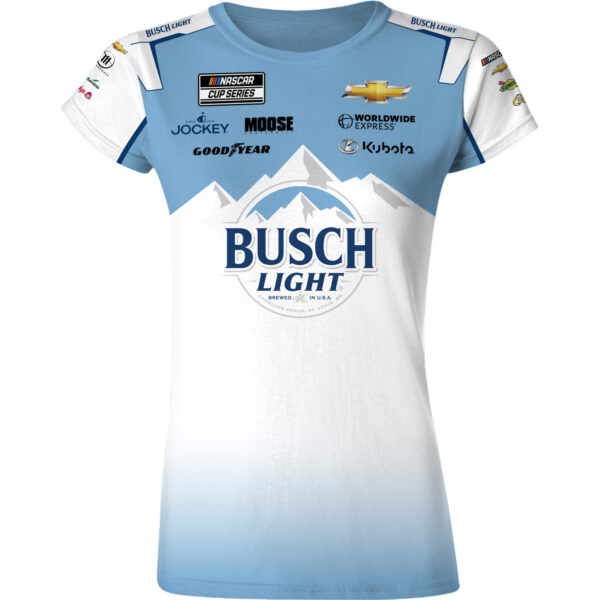 Women's Checkered Flag Sports  White/Blue Ross Chastain Busch Light Uniform T-Shirt - Image 6