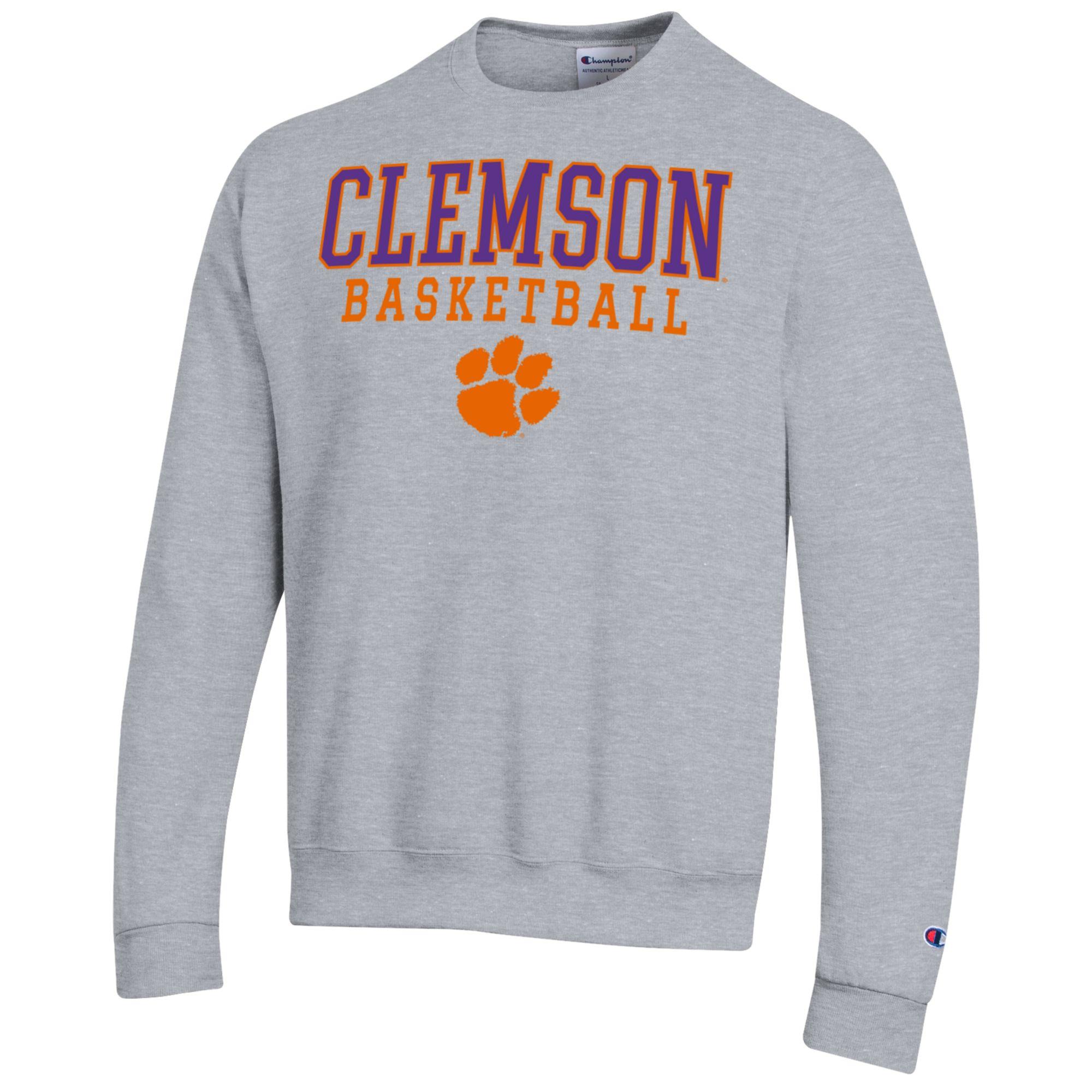 Men's Champion Heather Gray Clemson Tigers Basketball Stack Pullover Crewneck Sweatshirt - Image 3