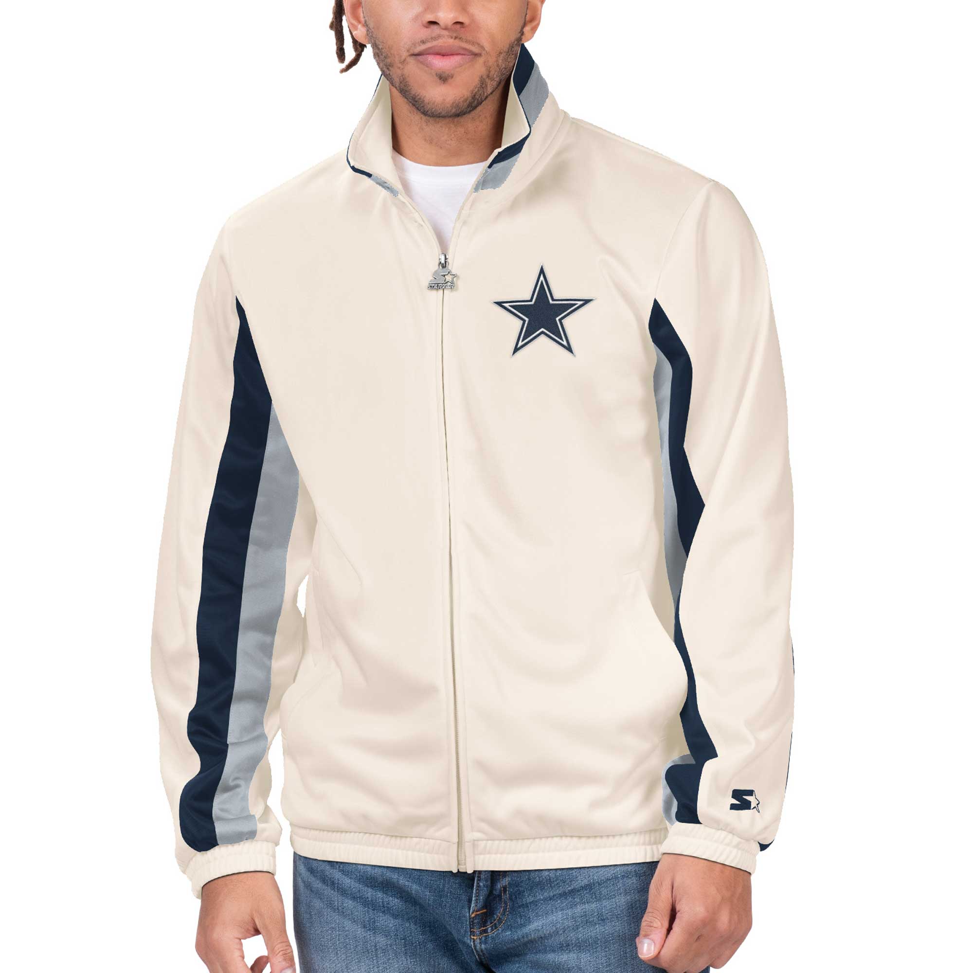 Men's Starter White Dallas Cowboys Vintage Rebound Full-Zip Track Jacket