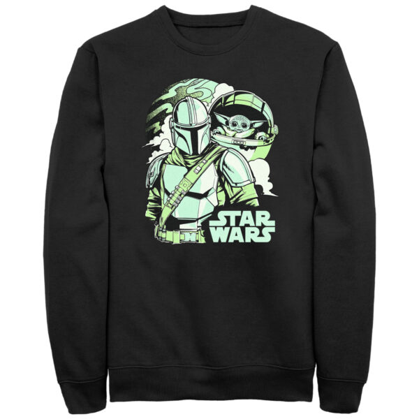 Men's Mad Engine  Black The Mandalorian Mando Pop Graphic Sweatshirt
