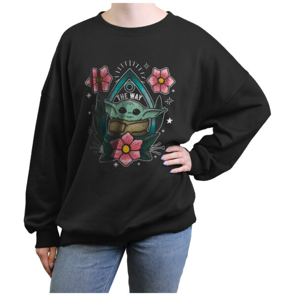 Women's Mad Engine Grogu Charcoal The Mandalorian Planchette Graphic Sweatshirt