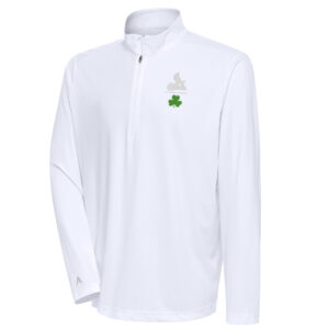 Men's Antigua  White St. Louis Cardinals Shamrock Tribute Quarter-Zip Pullover Top