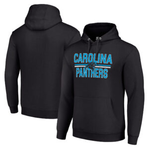 Unisex Starter Black Carolina Panthers Team Mesh Print Graphic Tri-Blend Pullover Hoodie
