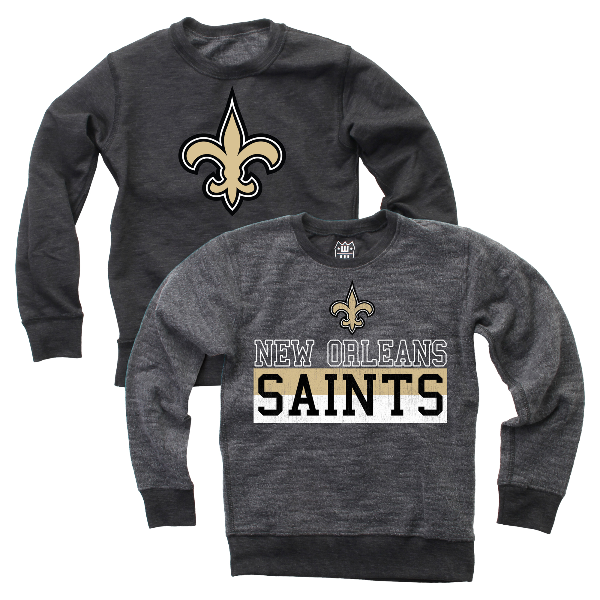 Youth Wes & Willy Black New Orleans Saints Reversible Fleece Pullover Sweatshirt - Image 2