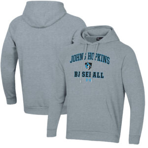 Men's Under Armour  Gray Johns Hopkins Blue Jays All Day Arch Fleece Baseball Raglan Pullover Hoodie
