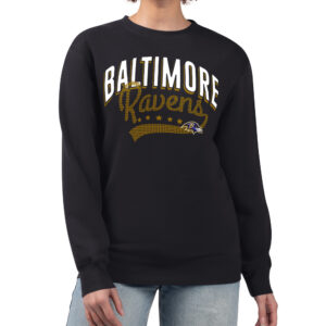 Women's G-III 4Her by Carl Banks  Black Baltimore Ravens Filigree Logo Graphic Fleece Pullover Sweatshirt
