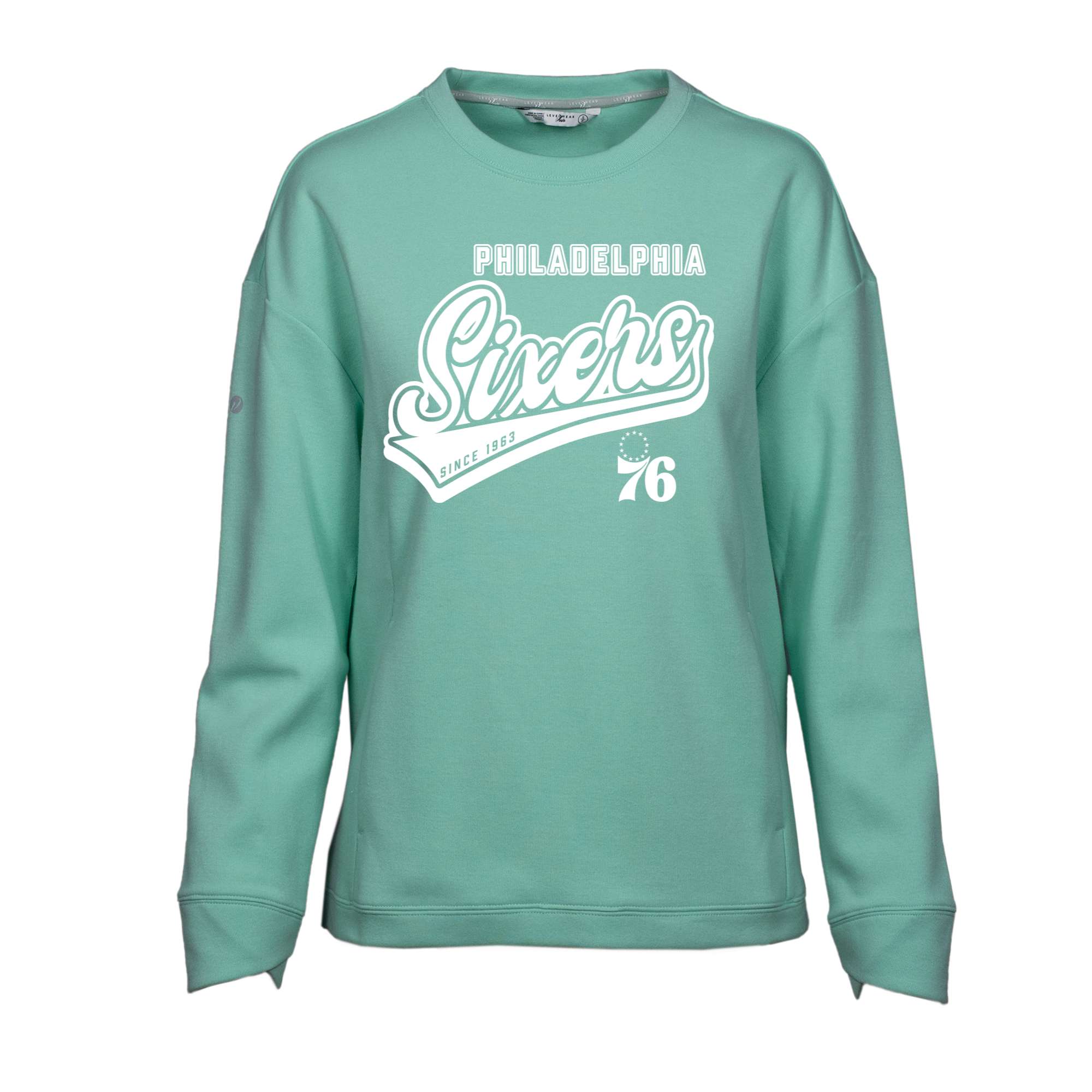 Women's Levelwear Mint Philadelphia 76ers Fiona Sweep Pullover Sweatshirt