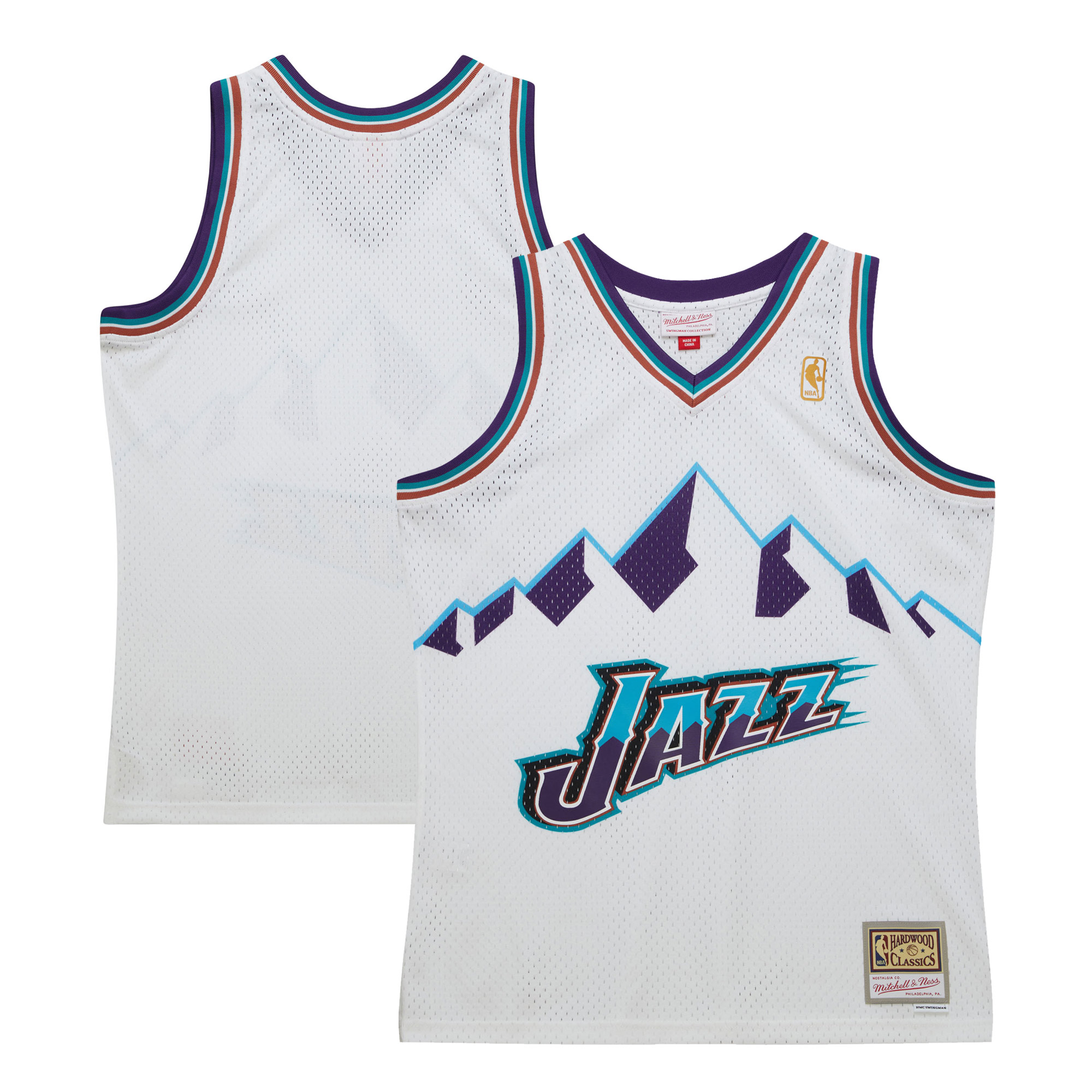 Men's Mitchell & Ness White Utah Jazz 1996-97 Hardwood Classics Swingman Jersey - Image 5