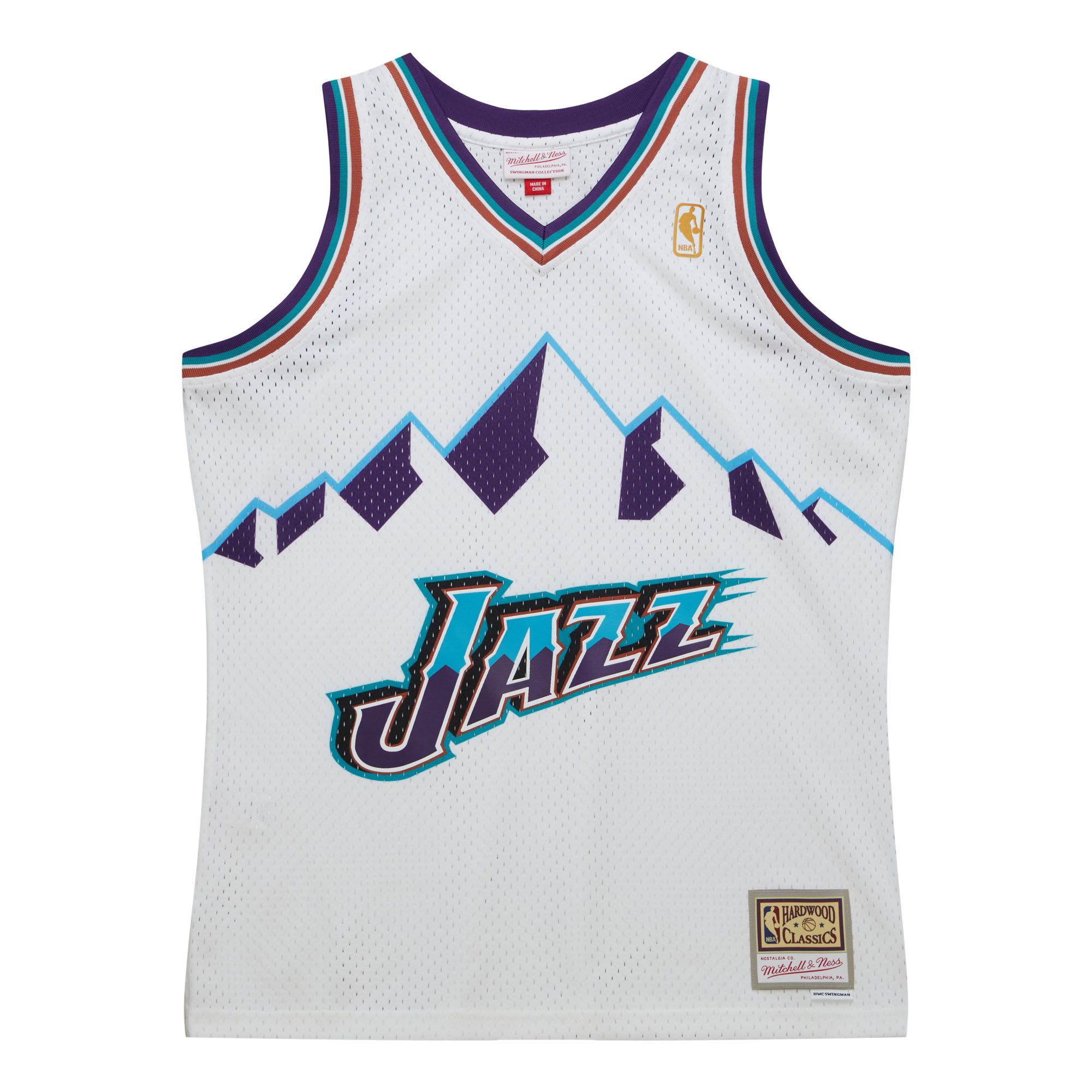 Men's Mitchell & Ness White Utah Jazz 1996-97 Hardwood Classics Swingman Jersey - Image 3