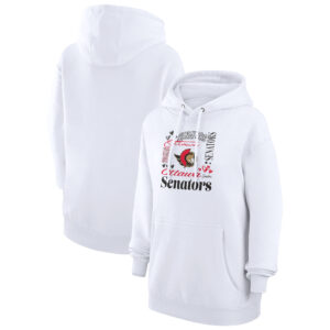 Women's G-III 4Her by Carl Banks White Ottawa Senators Collage Team Graphic Tri-Blend Fleece Pullover Hoodie