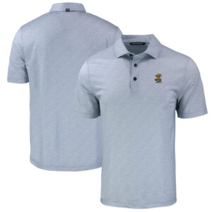 Men's Cutter & Buck Gray Wichita State Shockers Pike Eco Pebble Print Stretch Recycled Polo