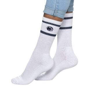 Women's ZooZatz White Penn State Nittany Lions Striped Crew Socks