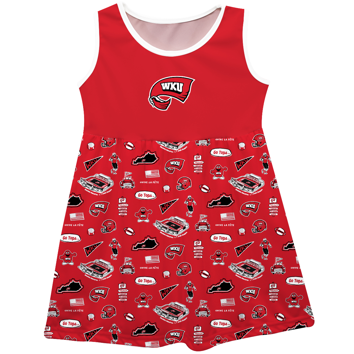 Girls Infant Vive La Fete Red Western Kentucky Hilltoppers Impressions Artwork Tank Top Dress