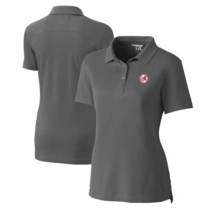 Women's Cutter & Buck Gray New York Yankees Cooperstown Collection DryTec Advantage Tri-Blend Pique Polo