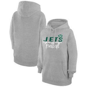 Women's G-III 4Her by Carl Banks Heather Gray New York Jets Team Sport Tri-Blend Fleece Pullover Hoodie